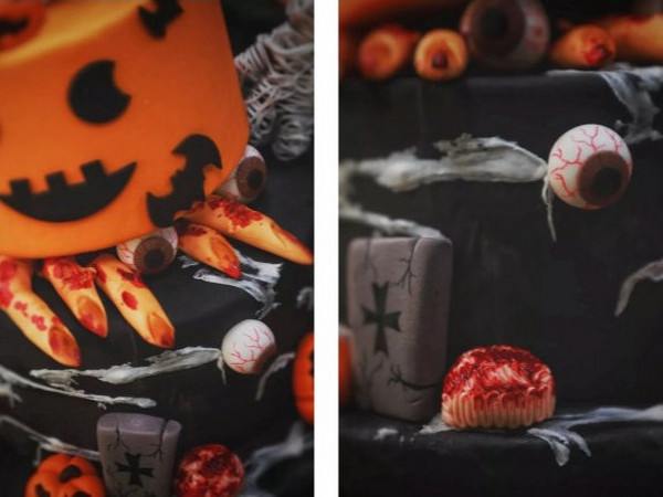 西点蛋糕培训学校推荐学员万圣节主题蛋糕给你看