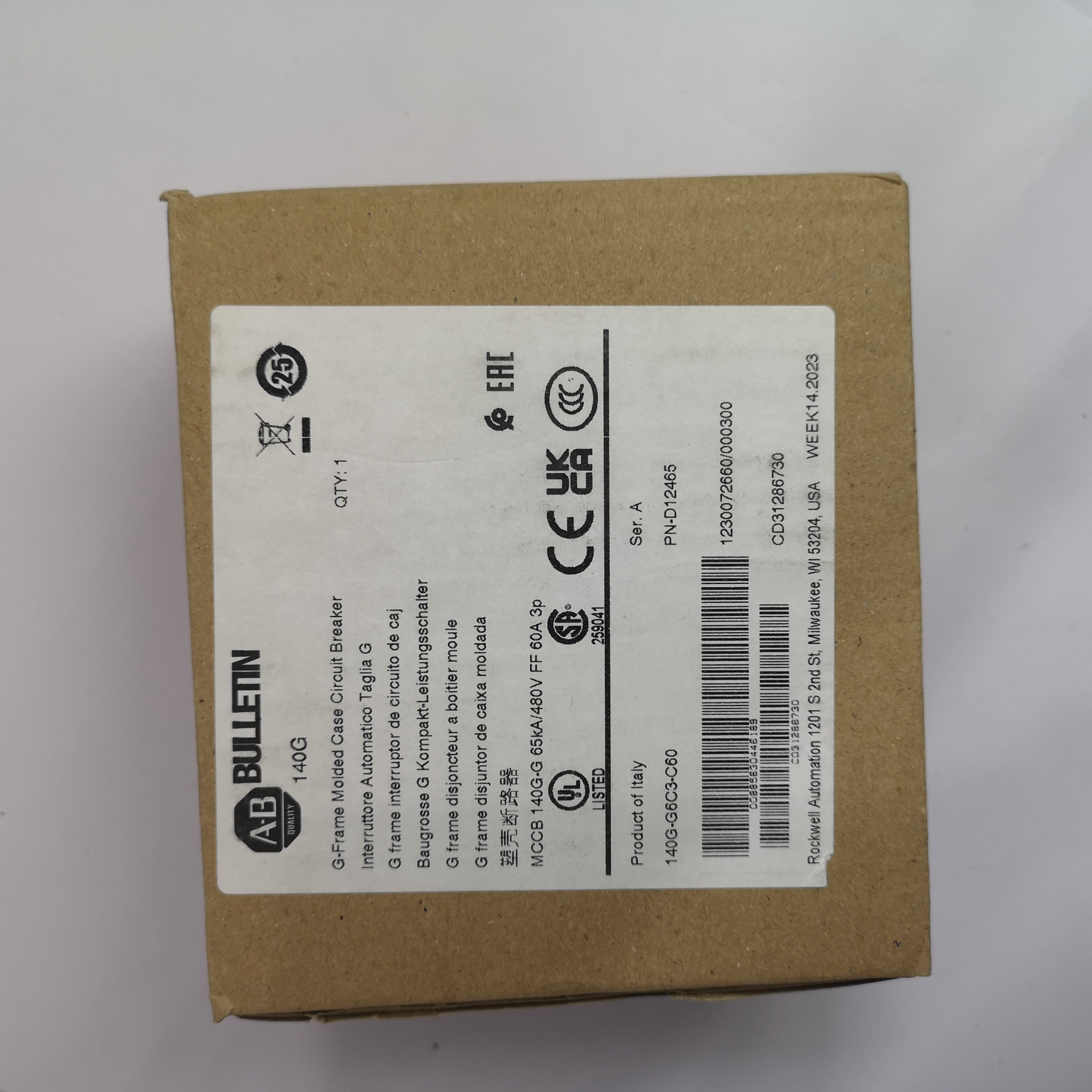 优势供应Allen Bradley/A-B	断路器	140G-G6C3-C60现货库存 #J