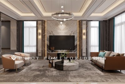 玉溪装修-山水佳园锦园新中式别墅734m² 