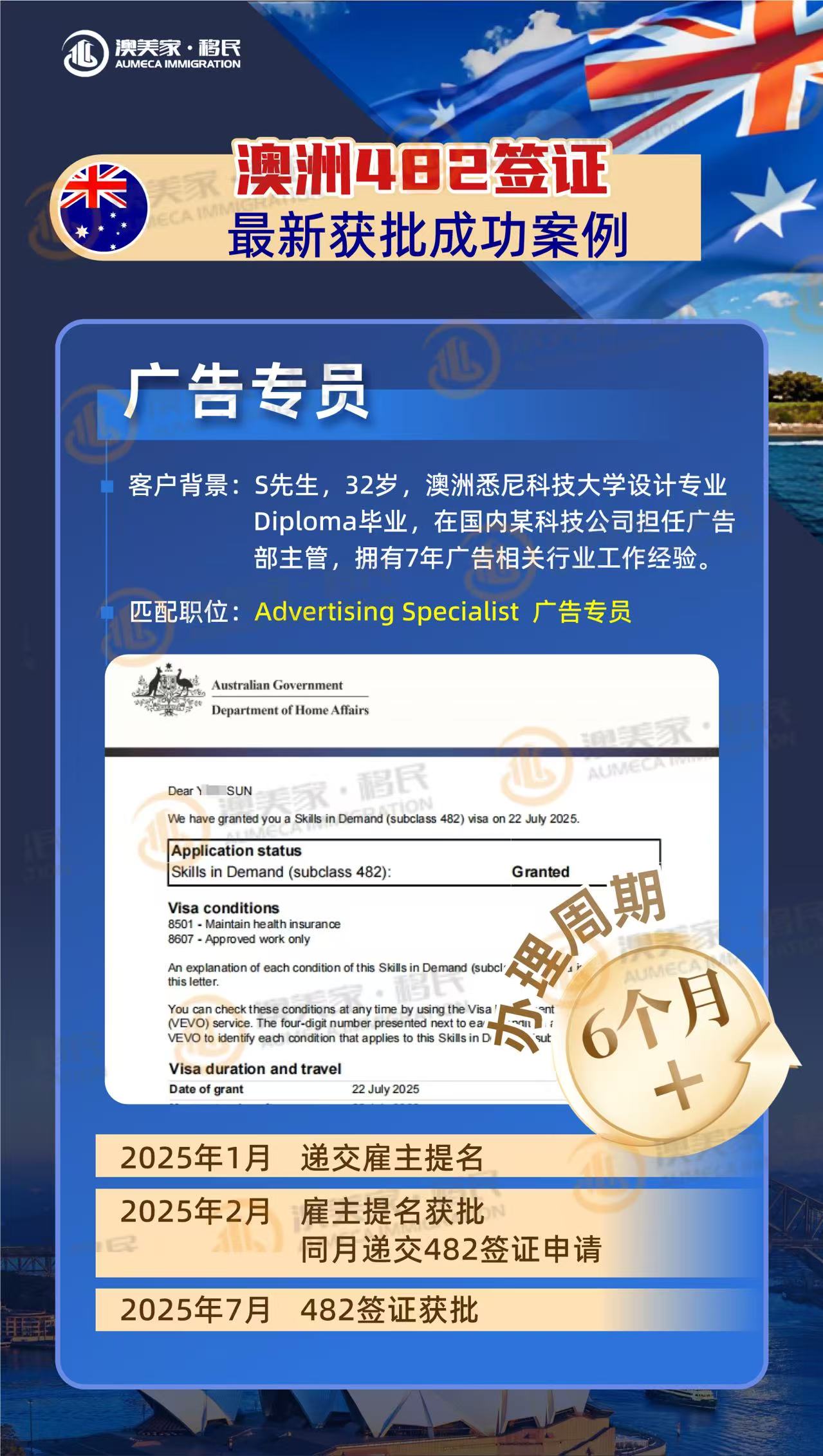 2025年7月 澳洲482签证获批成功案例