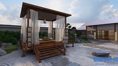 朴素日式庭院（枯山水）