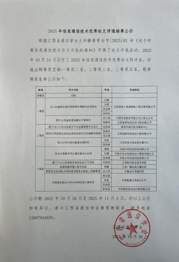 2025年信息通信技术优秀论文评选结果公示
