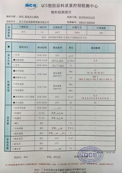 HDPE再生颗粒检测报告