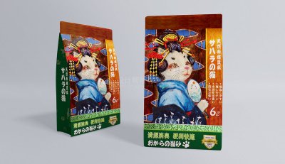 总监-宠物用品猫砂手绘插画包装设计