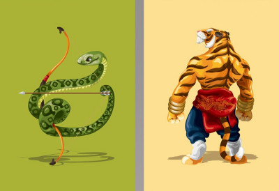 新锐-手绘插画设计-十二生肖手绘