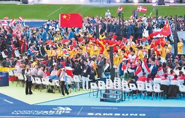 中国代表团在第四十七届世界技能大赛上位居金牌榜首位