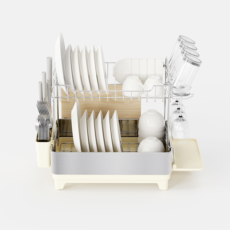 华瑧家用双层多功能厨房收纳置物架大容量刀叉酒杯沥水碗碟架厂家