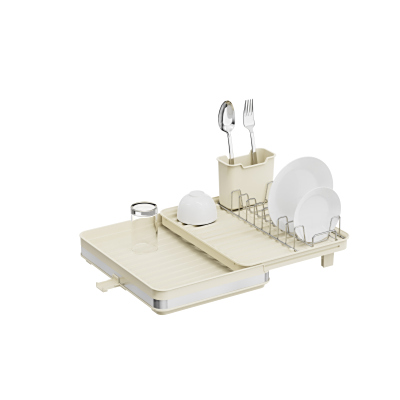 跨境餐具伸缩碗碟收纳架碗盘水槽台面双层x折叠沥水置物架
