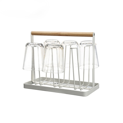 跨境家用客厅茶室倒挂铁木杯架咖啡马克杯玻璃杯子沥水收纳架