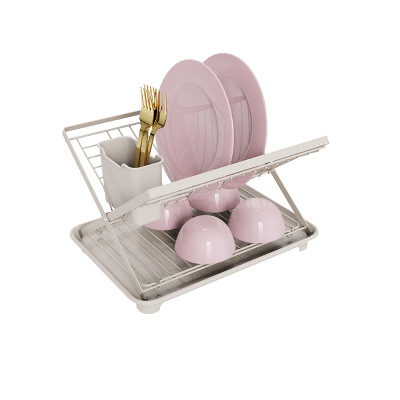 跨境亚马逊新款铁艺X型厨房收纳架双层刀叉筷子可折叠沥水碗碟架