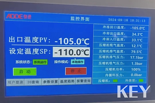 KEY-117倾点测试，-120℃依然保持流动性