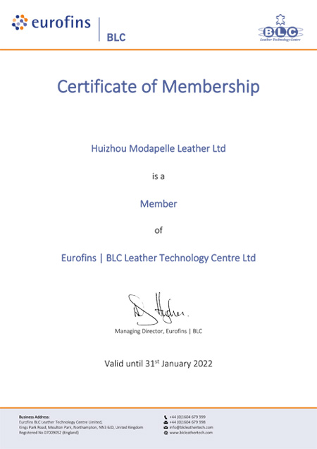 BLC Membership Certificate expires 2022