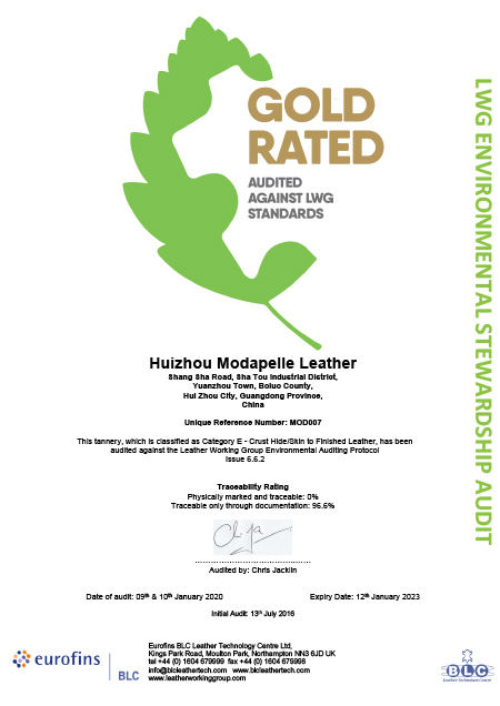 LWG Audit Certificate Gold 6.6
