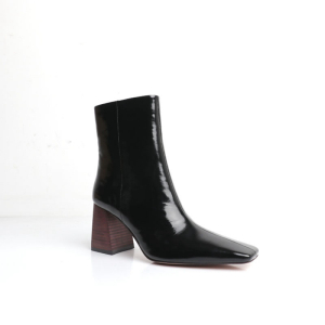 black leather pointed toe low heel ankle boots shoes manufacturers in china