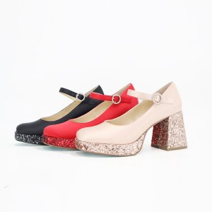 pumps leather chunky heels women pumps shoes manufacturers in china