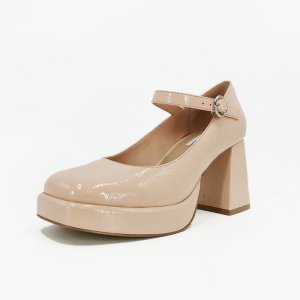 leather chunky heels women pumps shoes manufacturers in china