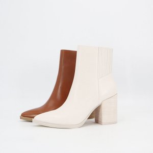 high Heel Fashion Women white Leather Ankle Boots shoes manufacturers