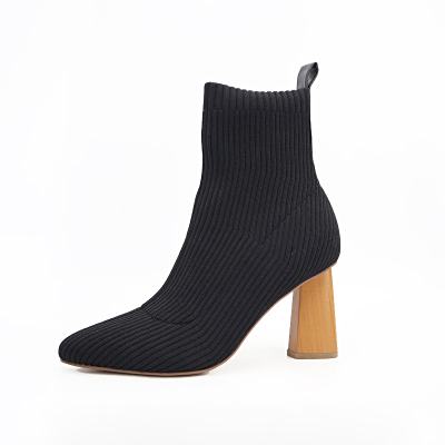 high Heel Fashion Women Black Stretch boots Ankle Boots shoes manufacturers