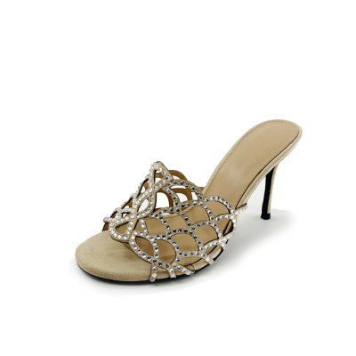 High Heel shoes Fashion diamond  mesh Women Sandals Shoes Manufacturers