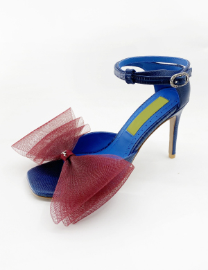 Fashion High Heel mesh bow Women Sandals Shoes Manufacturers 