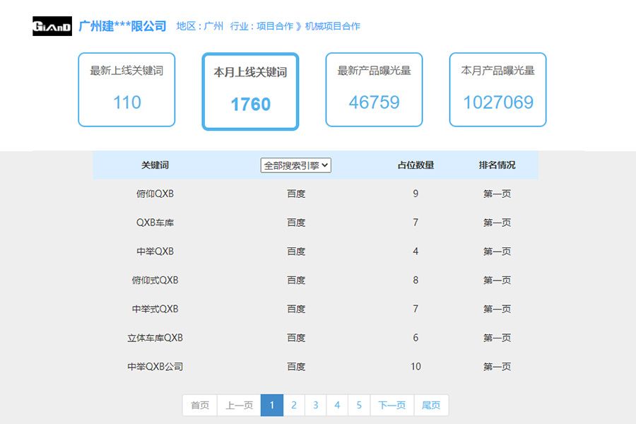 项目行业seo排名案例