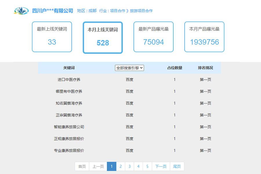 项目行业seo排名案例