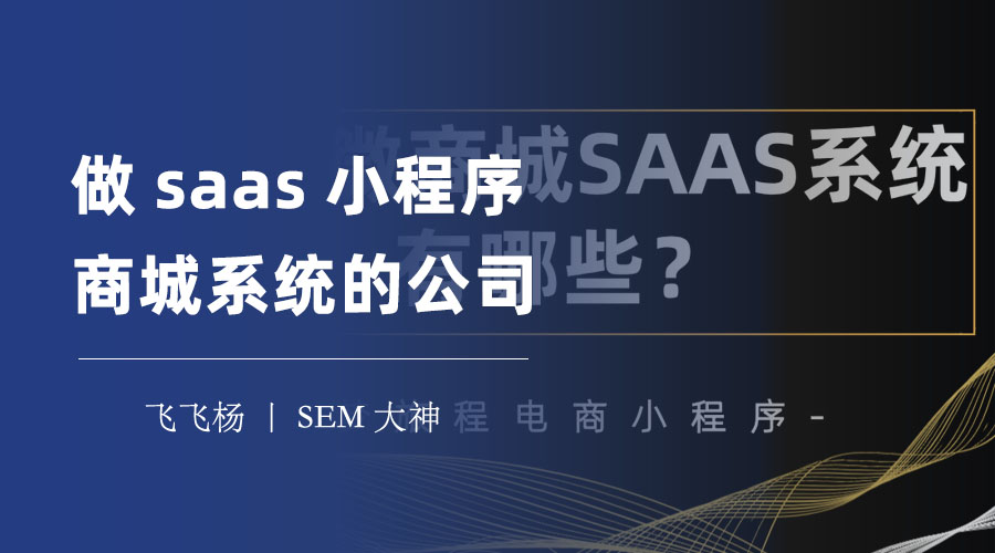 做saas小程序商城系统的公司 - 他们的系统如何让你省时省钱省心？