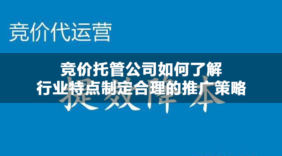竞价托管公司如何了解行业特点制定合理的推广策略