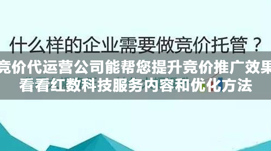 推广竞价代运营公司能帮您提升竞价推广效果吗？看看红数科技的服务内容和优化方法