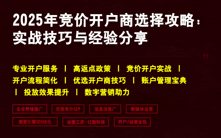 2025年竞价开户商选择攻略：实战技巧与经验分享