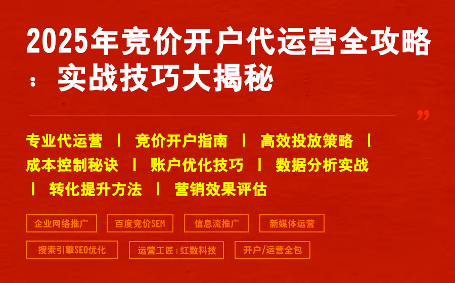 2025年竞价开户代运营全攻略：实战技巧大揭秘