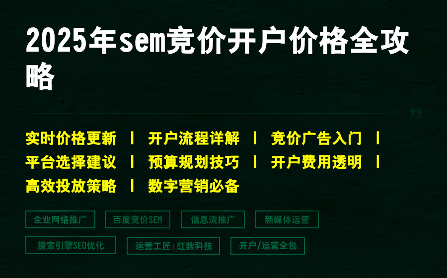 2025年sem竞价开户价格全攻略