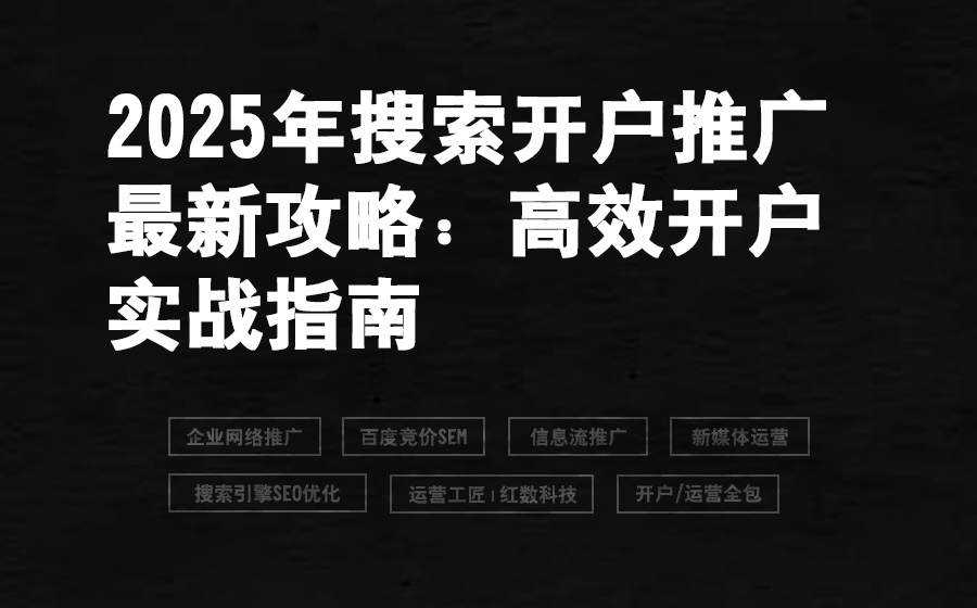 2025年搜索开户推广最新攻略：高效开户实战指南