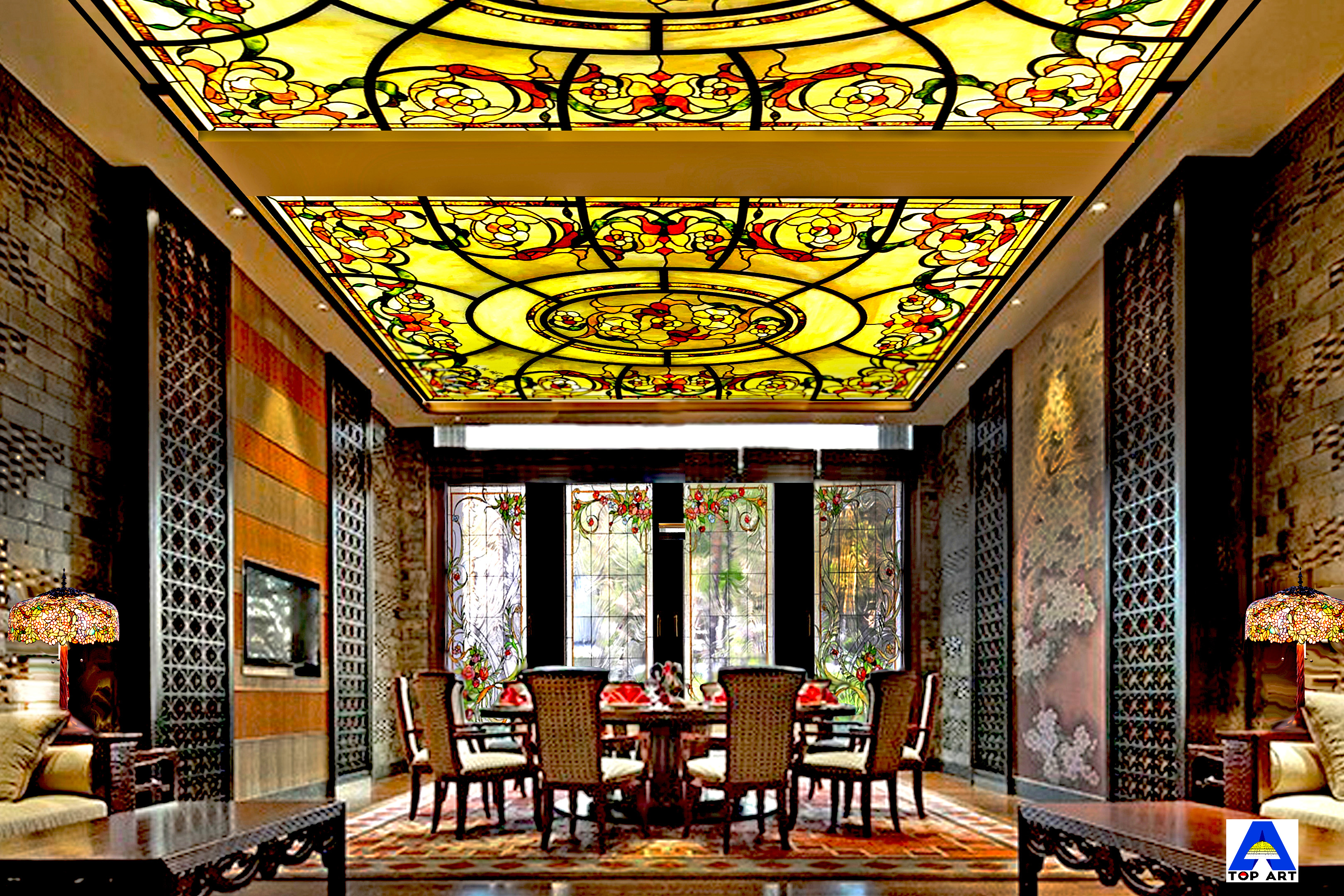 Dining room glass ceiling