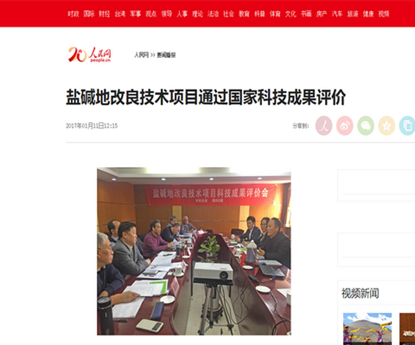 公司盐碱地改良技术项目通过国家科技成果评价