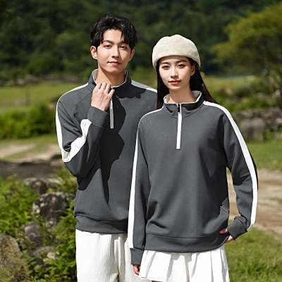 立领半拉薄款卫衣