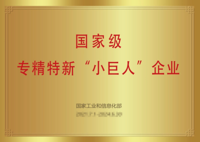 2022年9月6日公司被认定为国家级“专精特新“小巨人”企业