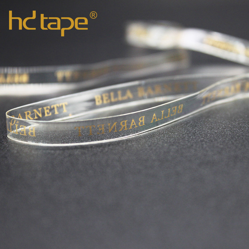 Golden logo printed transparent tpu elastic tape for hanger loops
