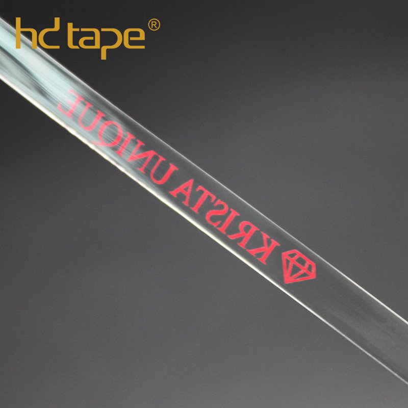 Red logo print tpu clear transparent elastic tape for hanger loop