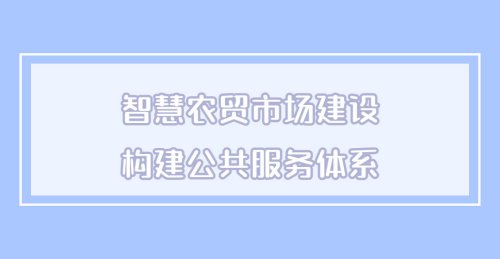 智慧農貿市場建設——構建公共服務體系