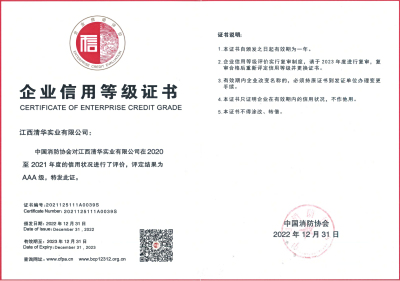 诚信铸就品牌 ——江西清华实业荣获AAA级企业信用等级证书