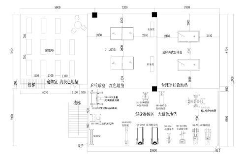 300㎡健身房經(jīng)典案例2D圖