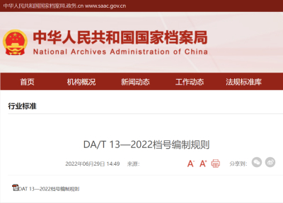 《档号编制规则  DA/T 13-2022》