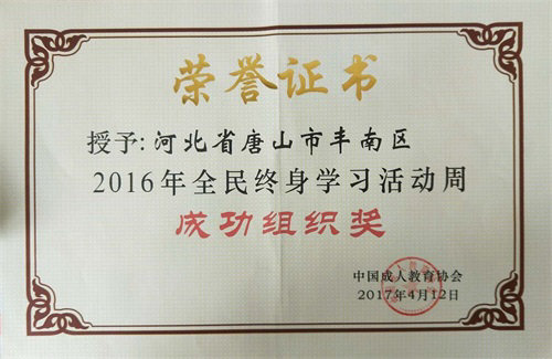 中国成人教育协会全民终身学习周成功组织奖