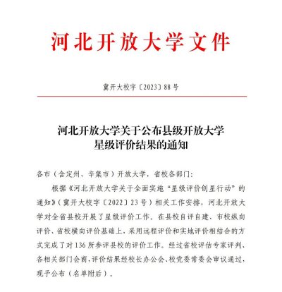 【喜讯】丰南开放大学被评为五星级县校