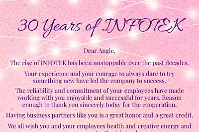 热烈庆祝INFOTEK讯技 30周年-来自VirtualLab Fusion原厂-德国LightTrans的祝贺信